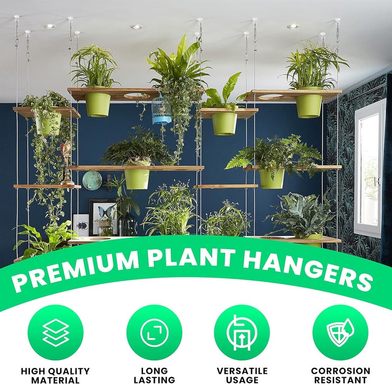 Etoolia Ceiling Hooks for Hanging Plants- 4pcs 2.56 inches Heavy Duty Powder Coated, White Hanging Hooks for Bird Feeders, Planters and Wind Chimes - Image 4